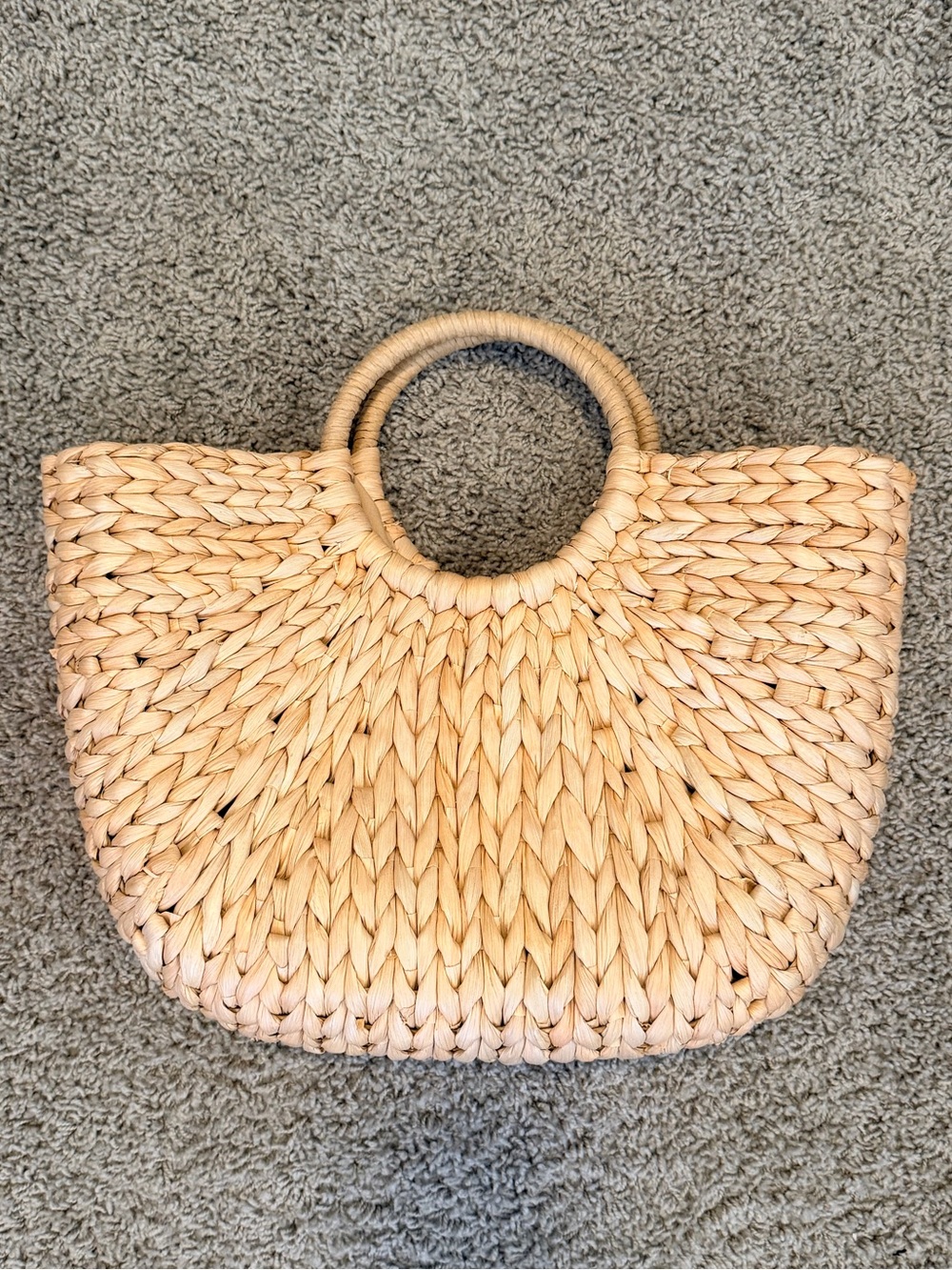 Woven Straw Tote Bag - Natural Tan - Picture 2 of 7